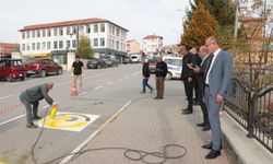Yozgat Çekerek'te yol çizgileri yenileniyor