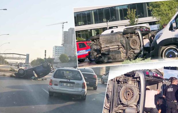 Ankara Eskişehir Yolu’nda trafik kazası: Araçlar Takla Attı Trafik Felç Oldu