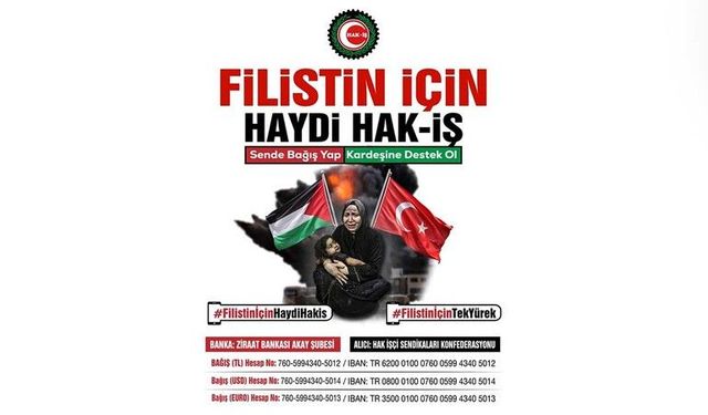 HAK-İŞ Yozgat İl Başkanı Ferman Zararsız’dan Filistin İçin Yardım Çağrısı