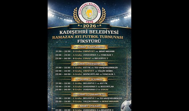 Kadışehri Belediyesi Ramazan Ayı Futbol Turnuvası Kura Çekimini Tamamladı