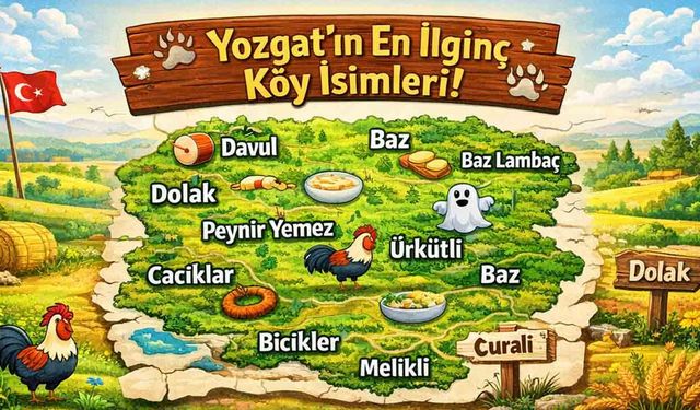 Yozgat’ın en ilginç köy isimleri haritası gündem oldu: Davul’dan Ürkütili’ye Gülümseten Detaylar