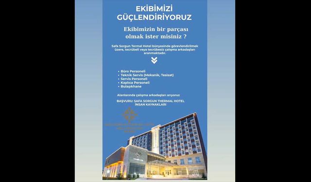 Sorgun’dan personel ilanı: otelde çalışmak isteyenlerin dikkatine