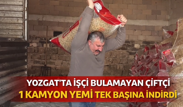 Yozgat'ta İşçi Bulamayan Çiftçi 1 Kamyon Yemi Tek Başına İndirdi
