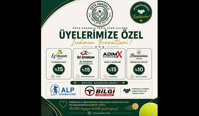 Yozgat’ta Tenis Kulübünden Öğrenci ve Velilere Özel İndirim Desteği