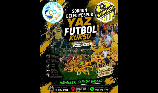 Sorgun Belediyespor Yaz Futbol Kursu Başlıyor