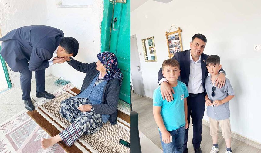 Yaşlılıarın elini öptü, çocukları unutmadı! Yozgat'taki o başkan 7'den 70'e bayramlaştı!