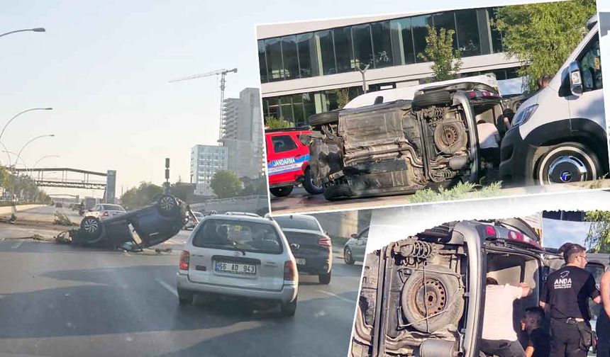 Ankara Eskişehir Yolu’nda trafik kazası: Araçlar Takla Attı Trafik Felç Oldu