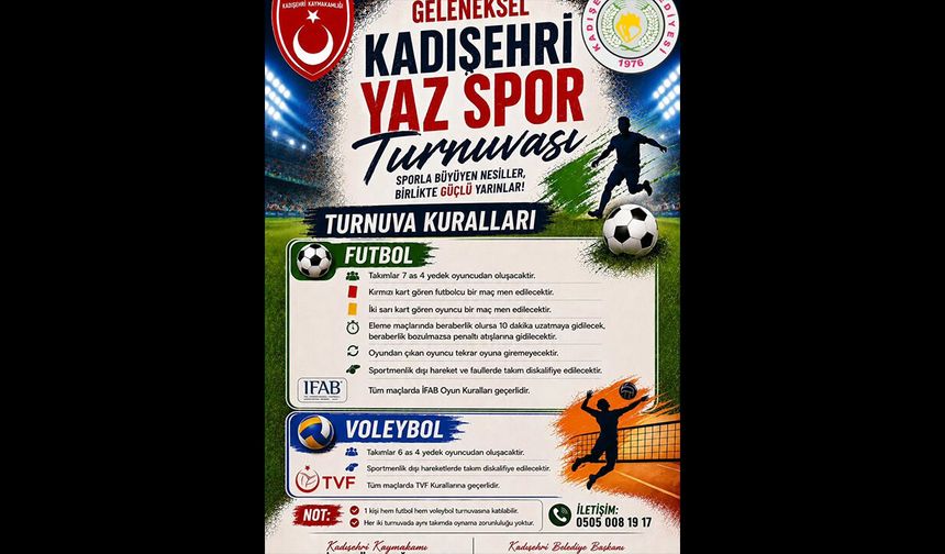 Yozgat Kadışehri Yaz Spor Turnuvası 2026 Başlıyor