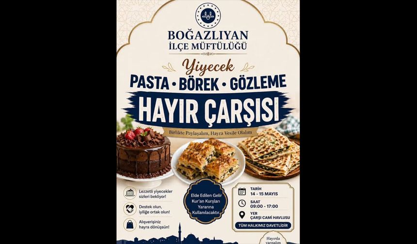 Boğazlıyan’da Hayır Çarşısı Kuruluyor: Gelir Kur’an Kurslarına Bağışlanacak