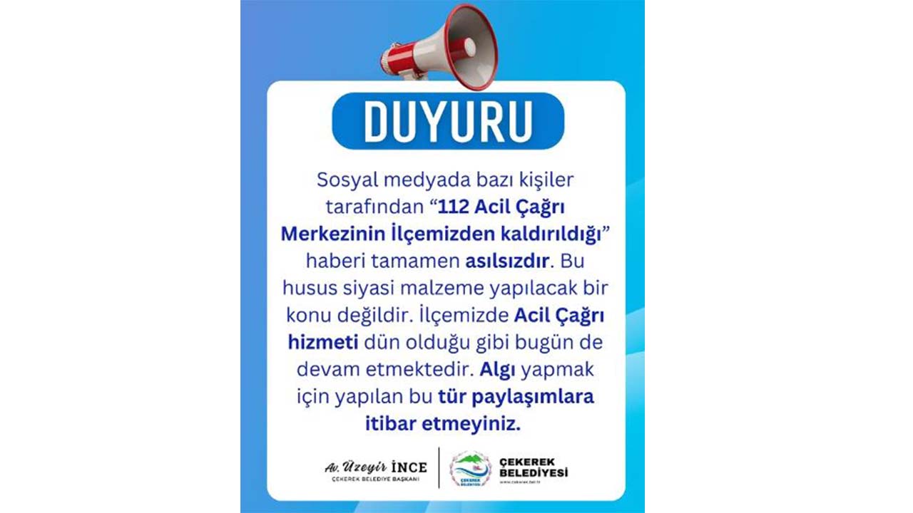 Cekerek 112 Çağrı