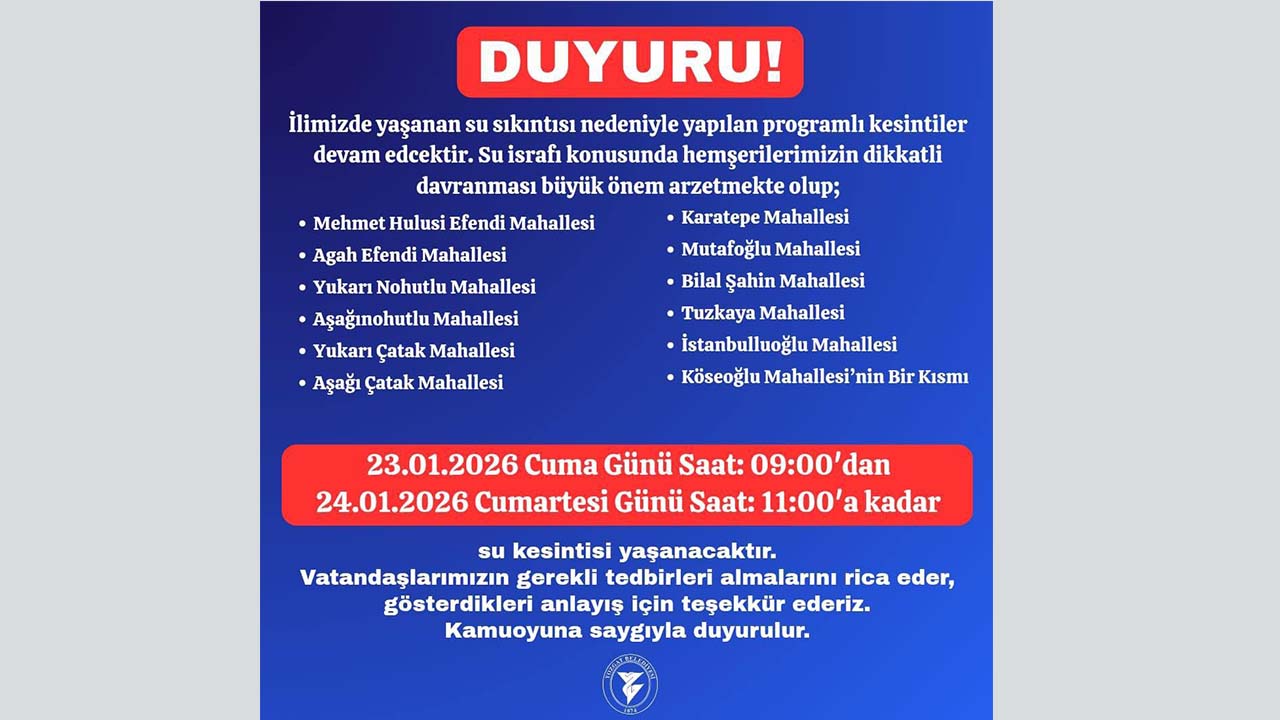 Cumartesi Su Var Mı Yok Mu
